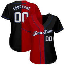 Laden Sie das Bild in den Galerie-Viewer, Custom Black White-Red Royal Authentic Split Fashion Baseball Jersey
