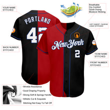 Laden Sie das Bild in den Galerie-Viewer, Custom Black White-Red Royal Authentic Split Fashion Baseball Jersey
