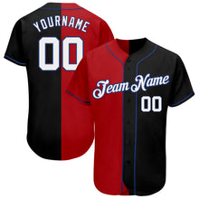 Laden Sie das Bild in den Galerie-Viewer, Custom Black White-Red Royal Authentic Split Fashion Baseball Jersey
