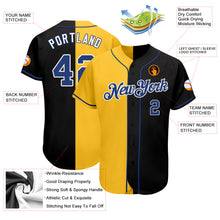 Загрузить изображение в средство просмотра галереи, Custom Black Royal-Yellow Authentic Split Fashion Baseball Jersey
