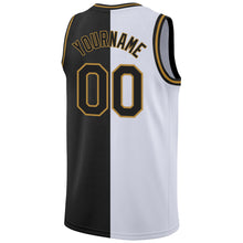 Load image into Gallery viewer, Custom White Black-Old Gold Authentic Split Fashion Basketball Jersey
