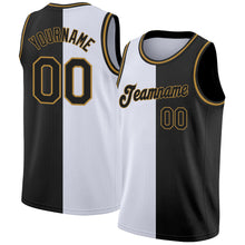 Load image into Gallery viewer, Custom White Black-Old Gold Authentic Split Fashion Basketball Jersey
