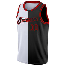 Laden Sie das Bild in den Galerie-Viewer, Custom White Black-Red Authentic Split Fashion Basketball Jersey
