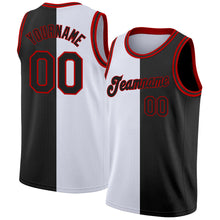 Load image into Gallery viewer, Custom White Black-Red Authentic Split Fashion Basketball Jersey
