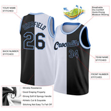 Load image into Gallery viewer, Custom White Black-Light Blue Authentic Split Fashion Basketball Jersey
