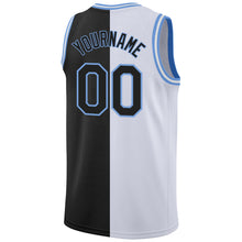 Load image into Gallery viewer, Custom White Black-Light Blue Authentic Split Fashion Basketball Jersey
