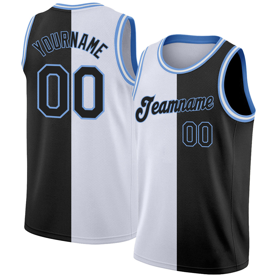 FANSIDEA Custom Cream Navy Pinstripe Light Blue-Black Authentic Basketball Jersey Men's Size:L