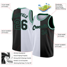 Load image into Gallery viewer, Custom White Black-Kelly Green Authentic Split Fashion Basketball Jersey
