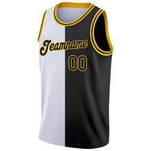 Laden Sie das Bild in den Galerie-Viewer, Custom White Black-Gold Authentic Split Fashion Basketball Jersey
