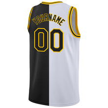 Laden Sie das Bild in den Galerie-Viewer, Custom White Black-Gold Authentic Split Fashion Basketball Jersey
