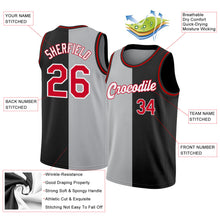 Laden Sie das Bild in den Galerie-Viewer, Custom Black Red-Gray Authentic Split Fashion Basketball Jersey
