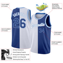 Laden Sie das Bild in den Galerie-Viewer, Custom White Royal-Light Blue Authentic Split Fashion Basketball Jersey
