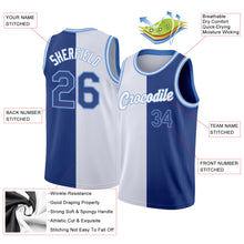 Load image into Gallery viewer, Custom White Royal-Light Blue Authentic Split Fashion Basketball Jersey
