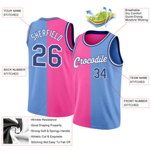 Load image into Gallery viewer, Custom Light Blue Royal-Pink Authentic Split Fashion Basketball Jersey
