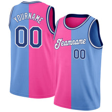 Laden Sie das Bild in den Galerie-Viewer, Custom Light Blue Royal-Pink Authentic Split Fashion Basketball Jersey
