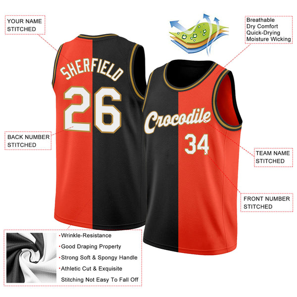 Cheap Custom Orange White-Black Authentic Split Fashion Basketball Jersey  Free Shipping – CustomJerseysPro