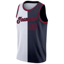 Load image into Gallery viewer, Custom White Navy-Red Authentic Split Fashion Basketball Jersey
