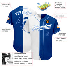 Load image into Gallery viewer, Custom White Royal-Light Blue Authentic Split Fashion Baseball Jersey
