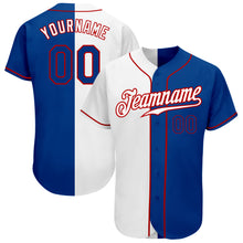 Load image into Gallery viewer, Custom White Royal-Red Authentic Split Fashion Baseball Jersey
