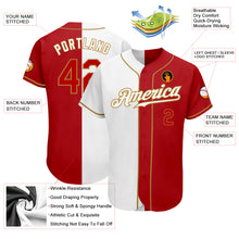 Load image into Gallery viewer, Custom White Red-Old Gold Authentic Split Fashion Baseball Jersey
