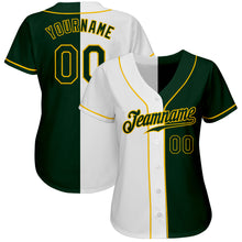 Load image into Gallery viewer, Custom White Green-Gold Authentic Split Fashion Baseball Jersey
