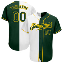 Load image into Gallery viewer, Custom White Green-Gold Authentic Split Fashion Baseball Jersey
