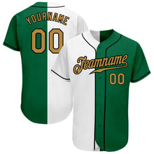 Load image into Gallery viewer, Custom White Old Gold-Black Authentic Split Fashion Baseball Jersey
