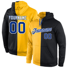 Load image into Gallery viewer, Custom Stitched Gold Royal-Black Split Fashion Sports Pullover Sweatshirt Hoodie
