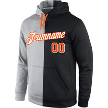 Load image into Gallery viewer, Custom Stitched Gray Orange-Black Split Fashion Sports Pullover Sweatshirt Hoodie
