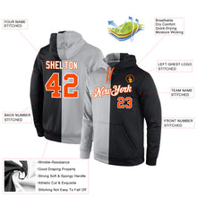 Load image into Gallery viewer, Custom Stitched Gray Orange-Black Split Fashion Sports Pullover Sweatshirt Hoodie
