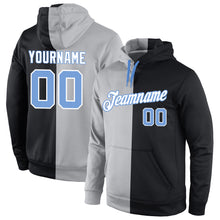 Загрузить изображение в средство просмотра галереи, Custom Stitched Gray Light Blue-Black Split Fashion Sports Pullover Sweatshirt Hoodie
