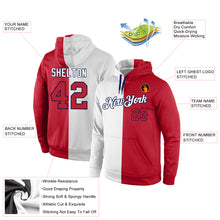 Laden Sie das Bild in den Galerie-Viewer, Custom Stitched White Red-Navy Split Fashion Sports Pullover Sweatshirt Hoodie
