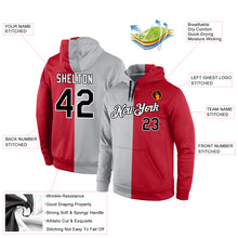 Laden Sie das Bild in den Galerie-Viewer, Custom Stitched Gray Black-Red Split Fashion Sports Pullover Sweatshirt Hoodie
