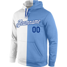 Загрузить изображение в средство просмотра галереи, Custom Stitched White Light Blue-Royal Split Fashion Sports Pullover Sweatshirt Hoodie
