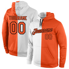 Load image into Gallery viewer, Custom Stitched White Orange-Black Split Fashion Sports Pullover Sweatshirt Hoodie
