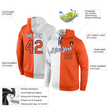 Laden Sie das Bild in den Galerie-Viewer, Custom Stitched White Orange-Navy Split Fashion Sports Pullover Sweatshirt Hoodie
