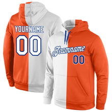 Laden Sie das Bild in den Galerie-Viewer, Custom Stitched Orange White-Royal Split Fashion Sports Pullover Sweatshirt Hoodie
