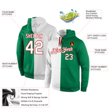 Load image into Gallery viewer, Custom Stitched Kelly Green White-Red Split Fashion Sports Pullover Sweatshirt Hoodie
