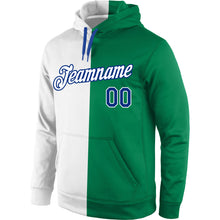 Загрузить изображение в средство просмотра галереи, Custom Stitched Kelly Green White-Royal Split Fashion Sports Pullover Sweatshirt Hoodie
