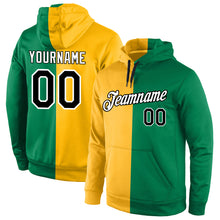 Загрузить изображение в средство просмотра галереи, Custom Stitched Gold Black-Kelly Green Split Fashion Sports Pullover Sweatshirt Hoodie
