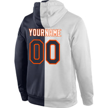 Загрузить изображение в средство просмотра галереи, Custom Stitched White Navy-Orange Split Fashion Sports Pullover Sweatshirt Hoodie
