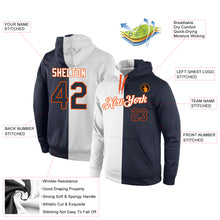 Загрузить изображение в средство просмотра галереи, Custom Stitched White Navy-Orange Split Fashion Sports Pullover Sweatshirt Hoodie
