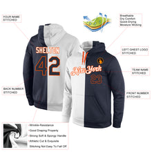 Load image into Gallery viewer, Custom Stitched White Navy-Orange Split Fashion Sports Pullover Sweatshirt Hoodie
