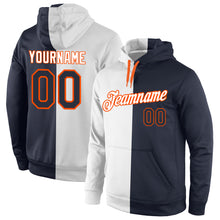 Загрузить изображение в средство просмотра галереи, Custom Stitched White Navy-Orange Split Fashion Sports Pullover Sweatshirt Hoodie
