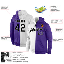 Laden Sie das Bild in den Galerie-Viewer, Custom Stitched White Black-Purple Split Fashion Sports Pullover Sweatshirt Hoodie
