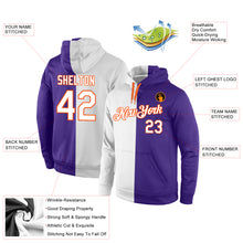 Laden Sie das Bild in den Galerie-Viewer, Custom Stitched Purple White-Orange Split Fashion Sports Pullover Sweatshirt Hoodie
