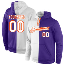 Laden Sie das Bild in den Galerie-Viewer, Custom Stitched Purple White-Orange Split Fashion Sports Pullover Sweatshirt Hoodie
