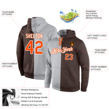 Laden Sie das Bild in den Galerie-Viewer, Custom Stitched Gray Orange-Brown Split Fashion Sports Pullover Sweatshirt Hoodie
