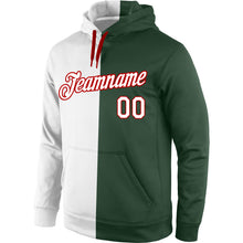 Load image into Gallery viewer, Custom Stitched Green White-Red Split Fashion Sports Pullover Sweatshirt Hoodie
