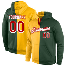 Laden Sie das Bild in den Galerie-Viewer, Custom Stitched Gold Red-Green Split Fashion Sports Pullover Sweatshirt Hoodie
